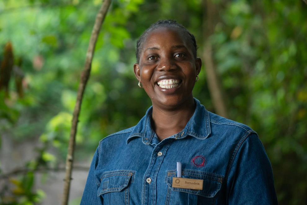 Bernadette, manager de camp en Tanzanie