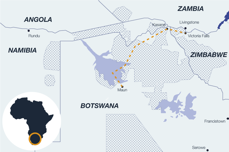 Carte de la découverte du nord du Botswana en safari itinérant